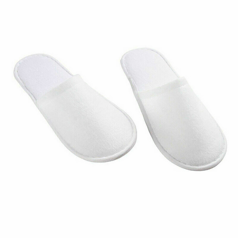20 Pairs Disposable Terry Towelling Slippers for Spa Hotel Guests, Closed Toe Bulk Pack