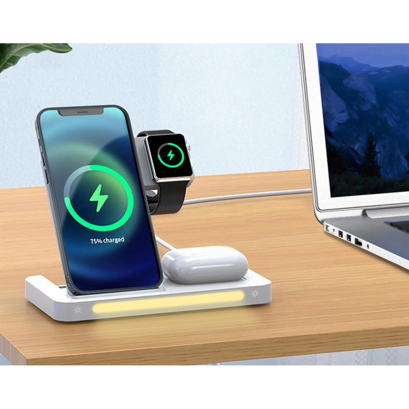 WYEFLUX 15W 3-in-1 Wireless Charging Stand with LED Light