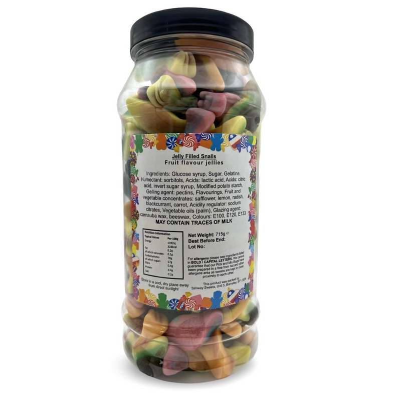 Jelly Snails Jelly Filled Sweets Gummy Retro Sweets Gift Jar - 715g