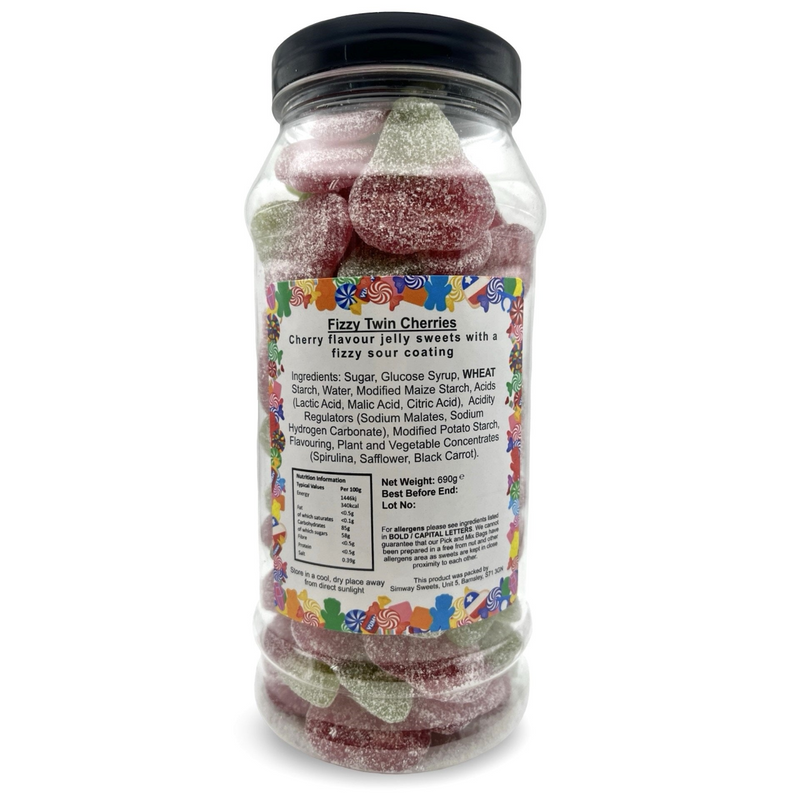 Fizzy Twin Cherries Retro Sweets Gift Jar - 690g