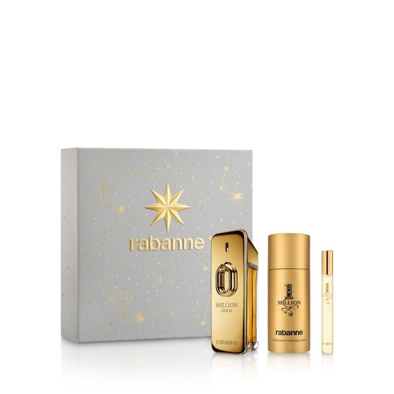 Paco Rabanne Million Gold Intense Gift Set (Eau De Parfum Spray 100ml  Deodorant Spray 150ml  10ml Travel Spray)