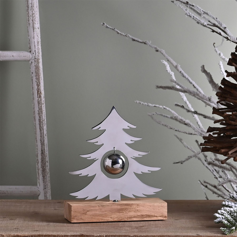 Large Silver Tree with Bauble Decoration