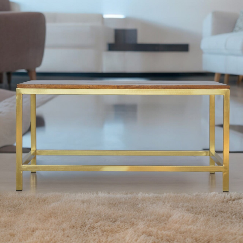 Artisan Furniture Solid Wood Rectangle Gold Coffee Table