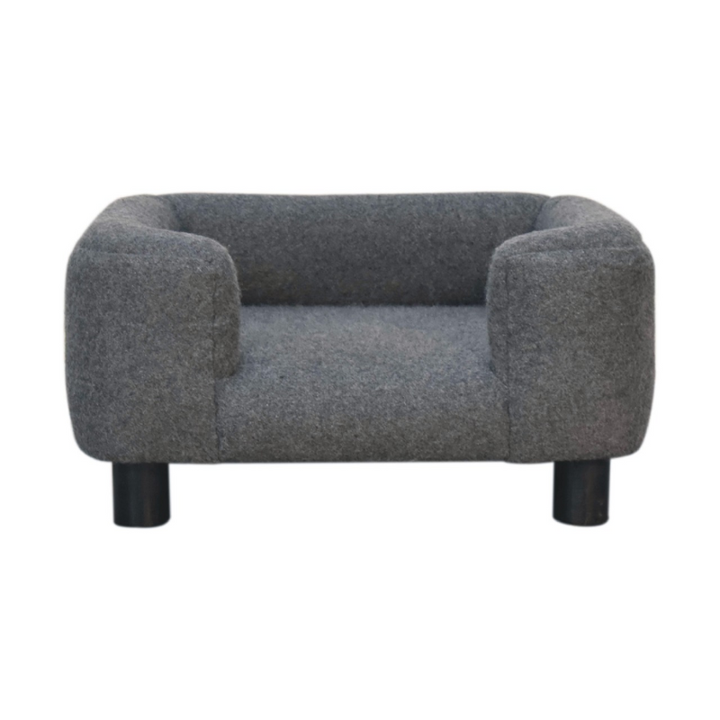 Artisan Furniture Solid Mango Wood Mini Battleship Tweed Pet Sofa Bed
