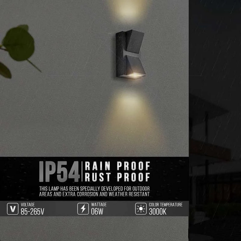 6W LED Outdoor UP Down Wall lamp  IP54 Aluminum Exterior  ~4960