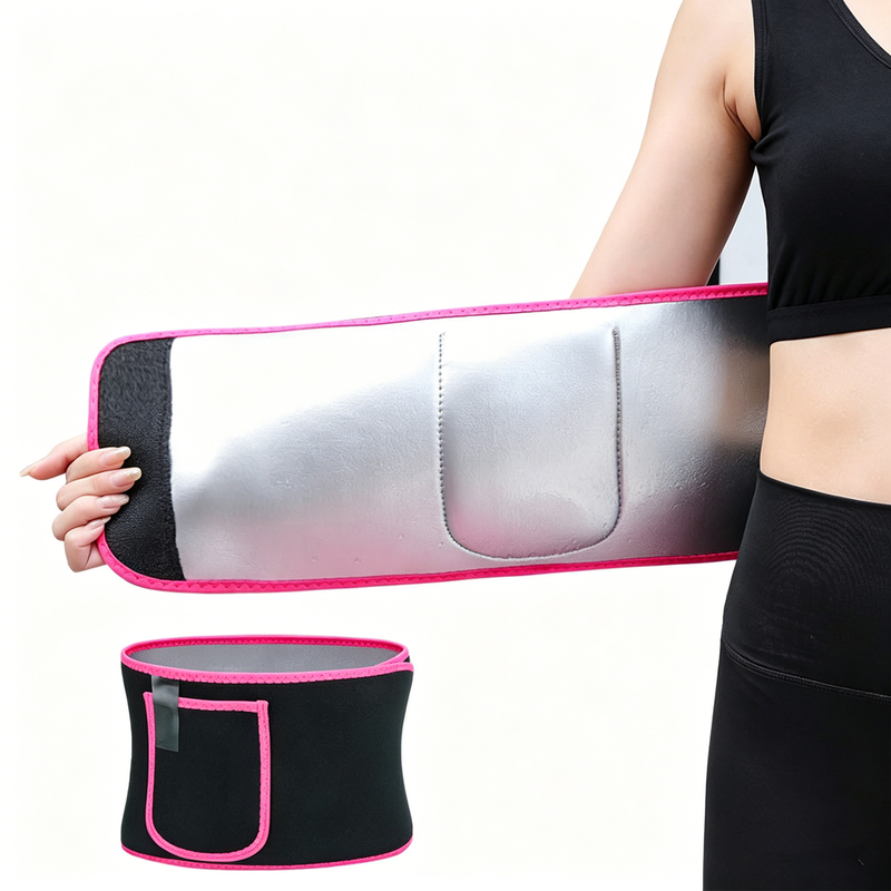 Waist Trimmer Belt Body Shaper Weight Loss Girdle Waist Trainer w/ Phone Pocket Pink-Black-Silver