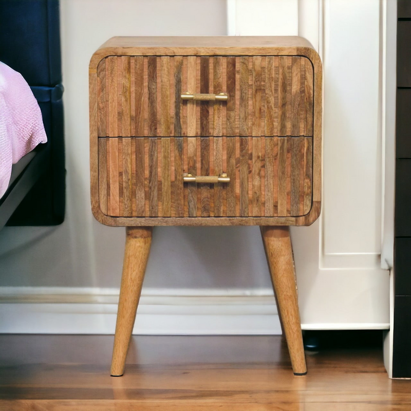Artisan Furniture Solid Wood T-bar Ridged Bedside