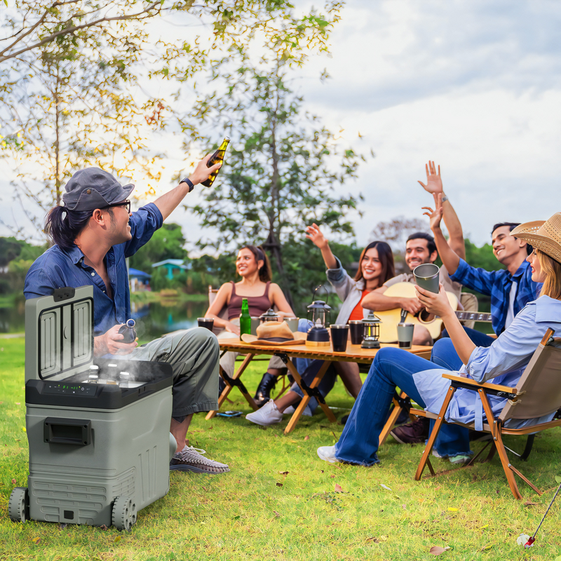 Outsunny 45L Camping Fridge Freezer Dual Zone Car Fridge, DC & AC, -20-20℃