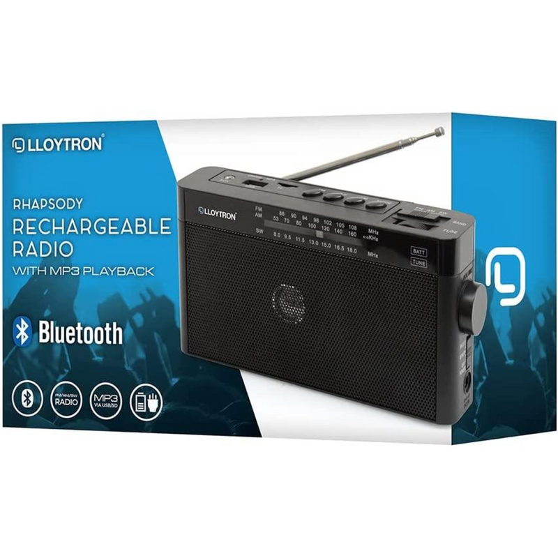 Lloytron Rhapsody Rechargeable Portable AM/FM/SW Radio with BT