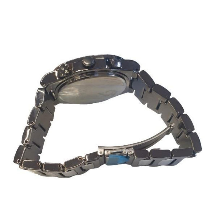 NY LONDON GENTS BLING WATCH PI-7644 SILVER-BLACK