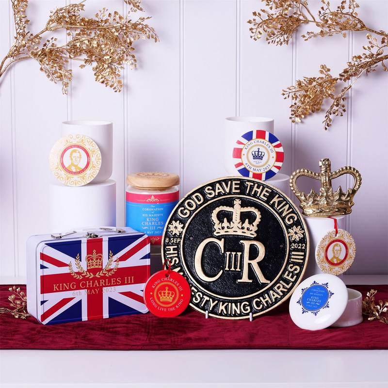 King Charles III Ceramic Round Ornament with Ribbon Made In UK - Image