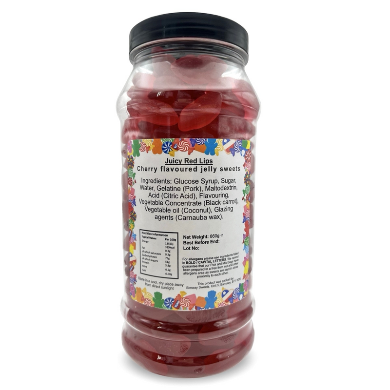 Juicy Red Cherry Lips Jelly Gummy Retro Sweets Gift Jar - 860g