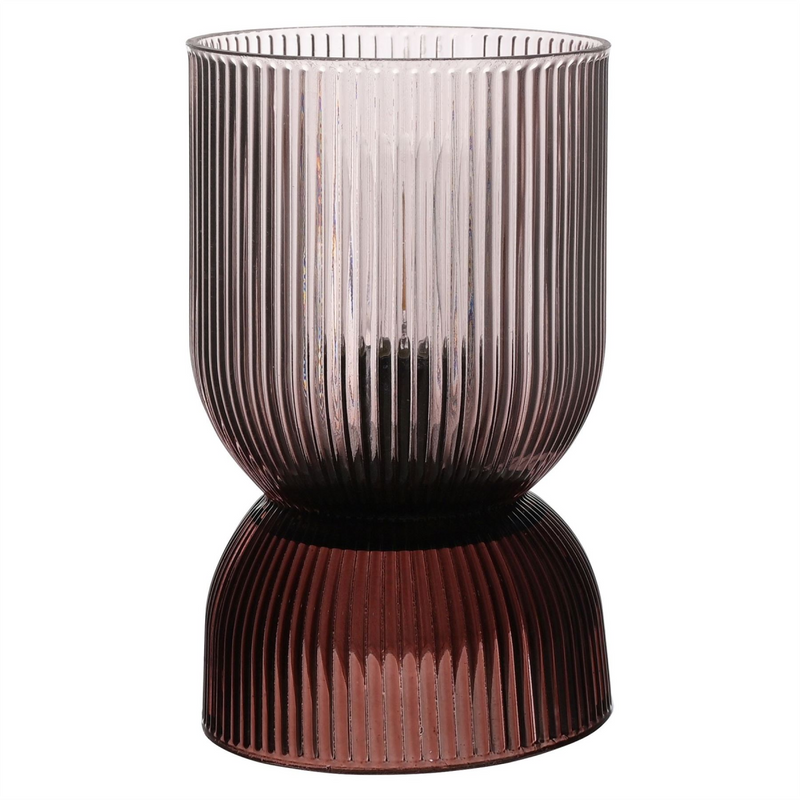 Hestia Battery Operated Curved Glass Lamp Taupe 12cm x 21cm
