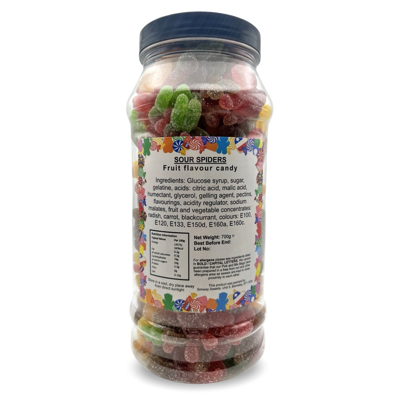 Sour Spiders Retro Fizzy Gummy Sweets Gift Jar - 700g