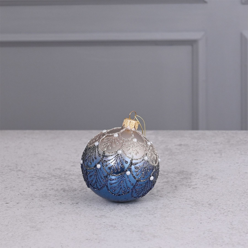 Celestial Blue Crystal Hand Decorated Ornamental Bauble