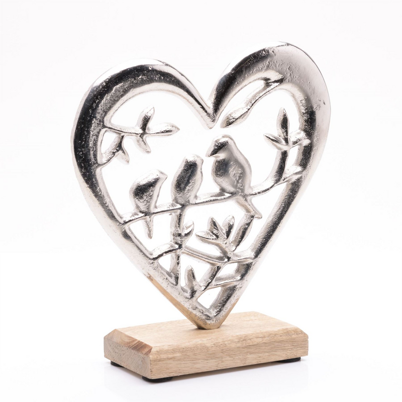 Metal Heart & Love Birds Ornament 20cm