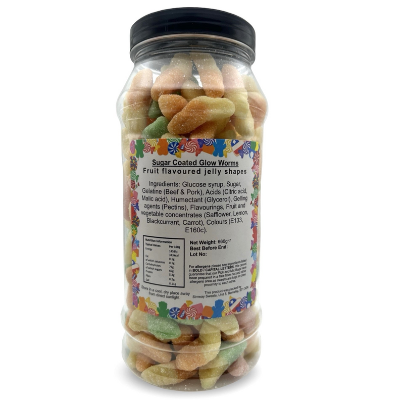 Fizzy Glow Worms Retro Sweets Gift Jar - 660g