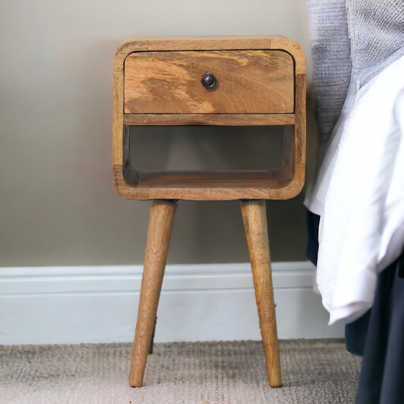 Artisan Furniture Solid Wood Mini Oak-ish Curve Lower Bedside