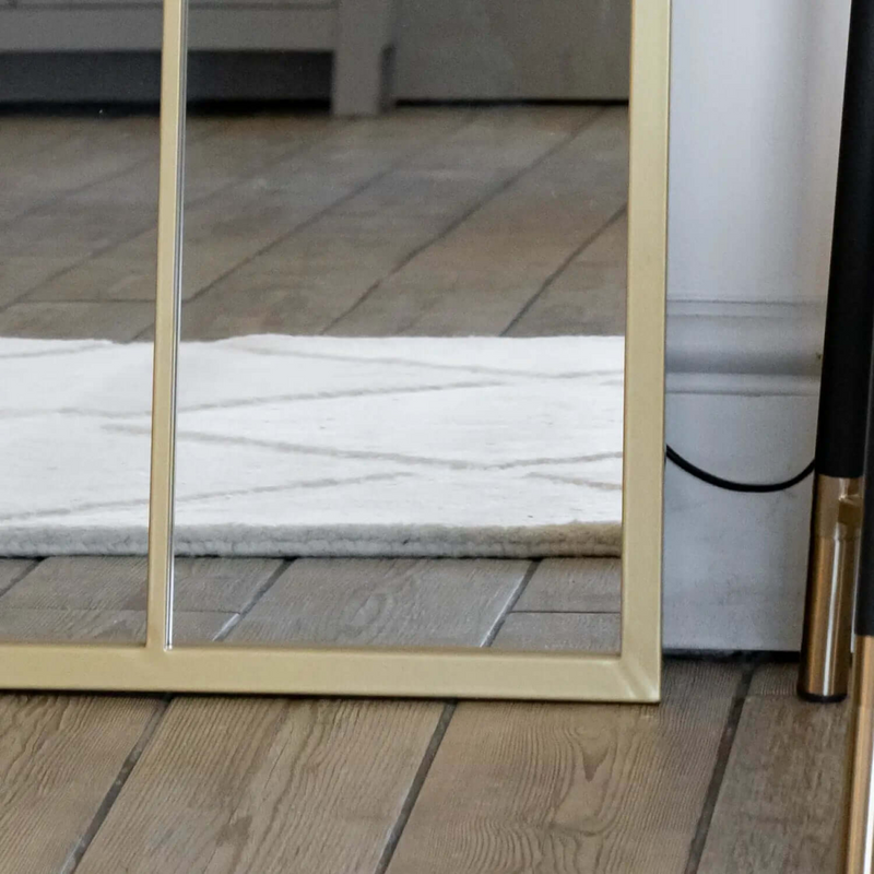 Tomi- Full Length Gold Metal Arched Lattice Window Mirror - 200cm x 120cm