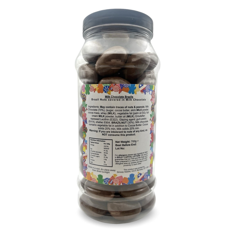 Milk Chocolate Brazil Nuts Choc Brazils Retro Sweets Gift Jar - 700g