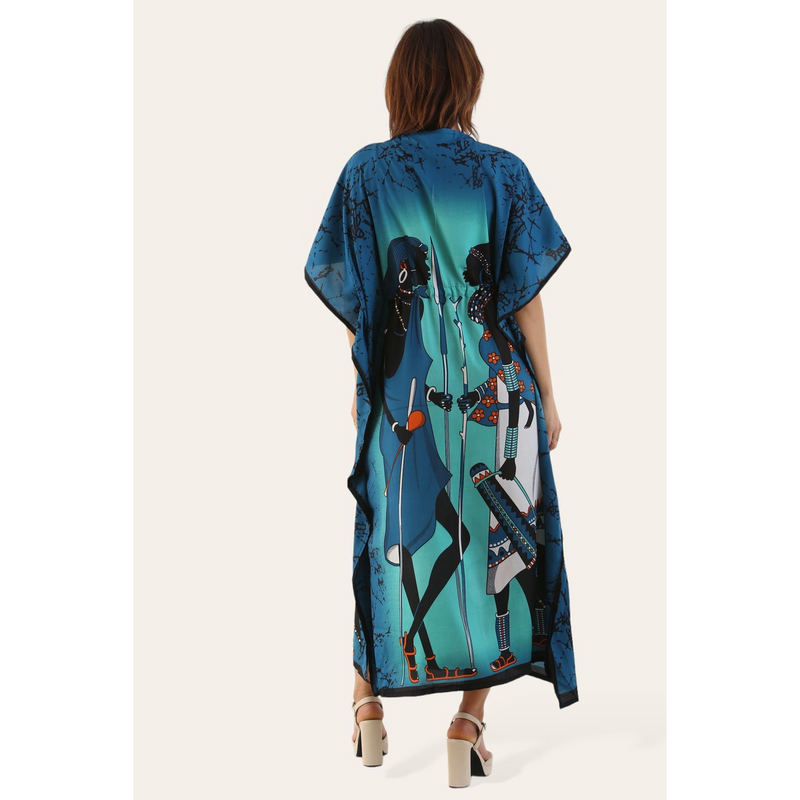Elegant African Print Caftan Dress – Traditional Style with a Modern Touch