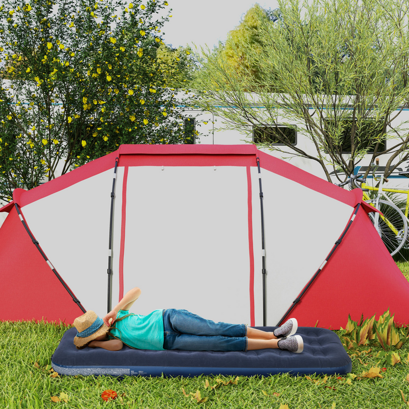Outsunny Single Air Mattress, Portable Air Bed with Flocked Surface, Blue