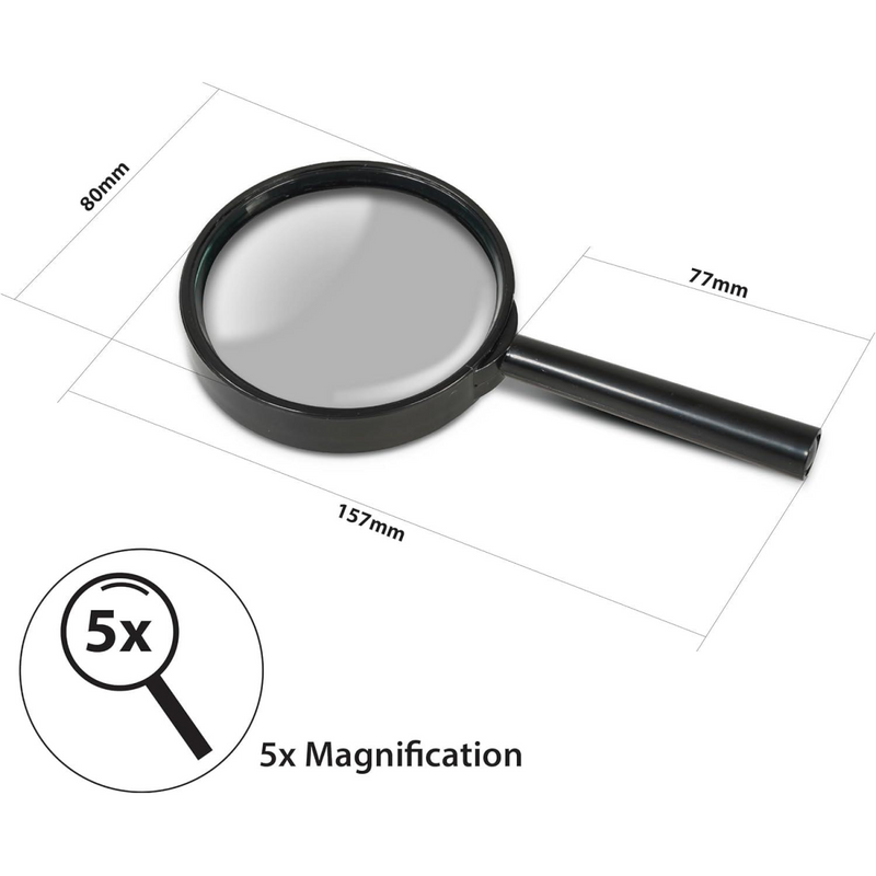 Eagle Handheld Portable Magnifying Glass With Clear Precision Optics, 5X Magnificatio