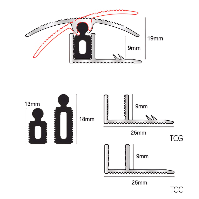 Aluminium Adjustable Height Carpet Door Threshold Strip 40mm with Easy Clip TTG Pivots