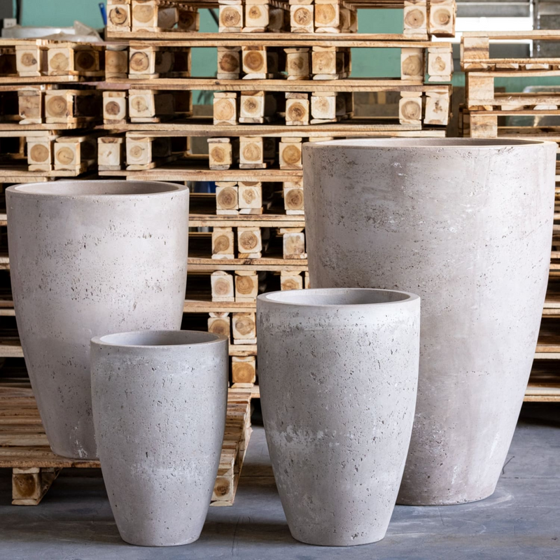 Vessara | Truffle – 40cm Tall Concrete Planter – 15L Vase-Shaped Plant Pot