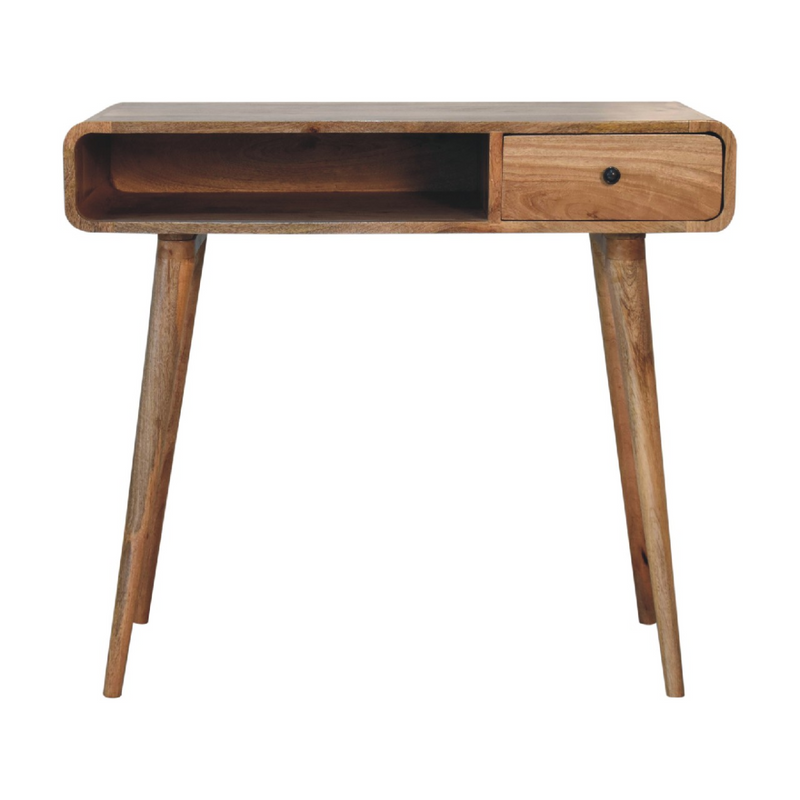 Artisan Furniture Solid Wood Curved Oak-ish Writing Desk