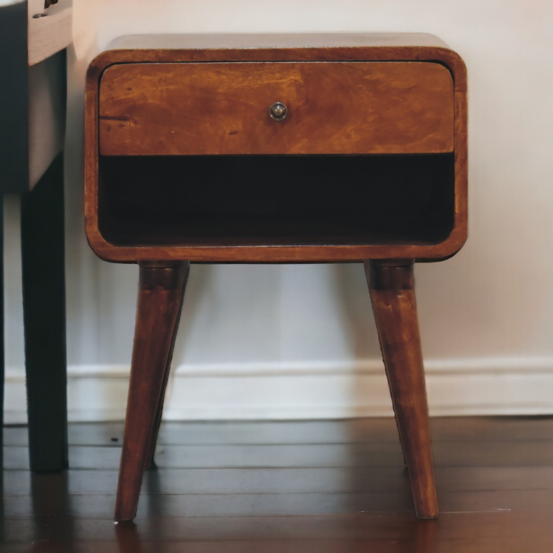 Artisan Furniture Solid Wood Curve Open Slot Chestnut Bedside