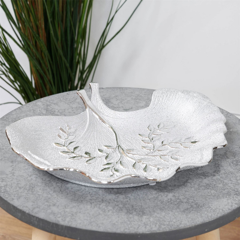 Textured Silver Branch Decorative Dish 31cm