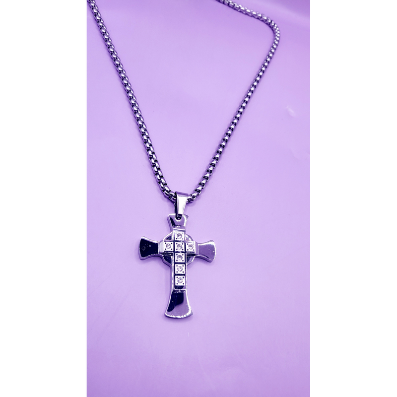 Layered Silver Cross Necklace