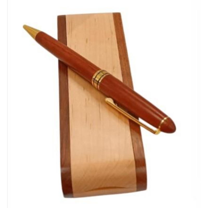 Imperial Wooden Light Brown Gold Trim Ballpoint Pen Gift Set With Handmade Stylist Wooden Box IMP359MR  - CLEARANCE MIGHT NEEDS RE-REFILL