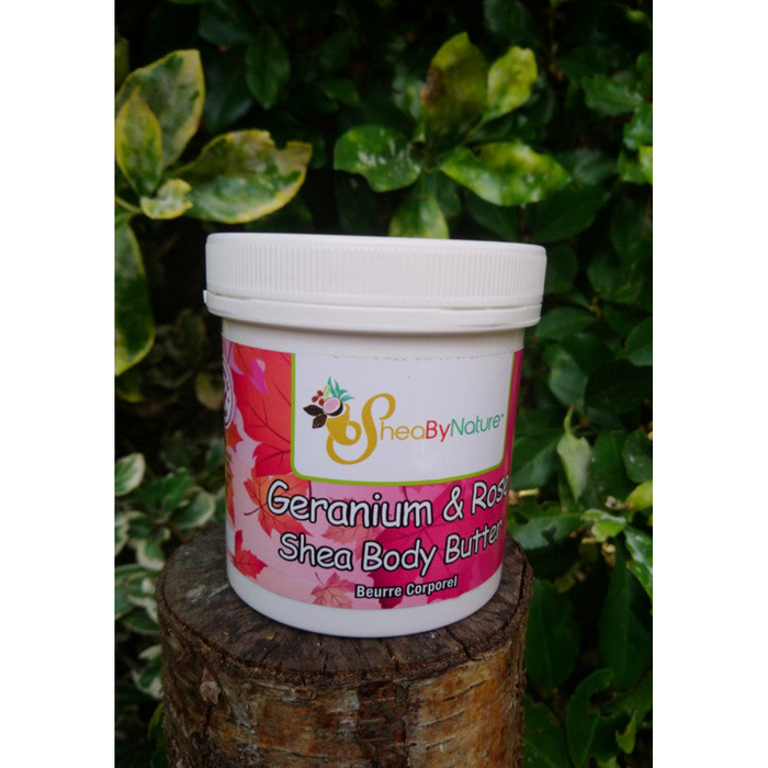 Geranium and Rose Shea body butter with 50% unrefined pure shea butter - 250g pot