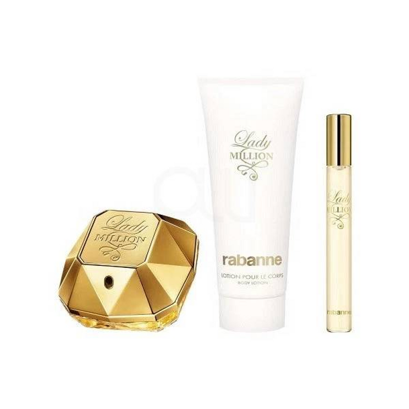Paco Rabanne Lady Million Gift Set (Eau De Parfum Spray 50ml  Body Lotion 100ml  Eau De Parfum Spray 10ml)