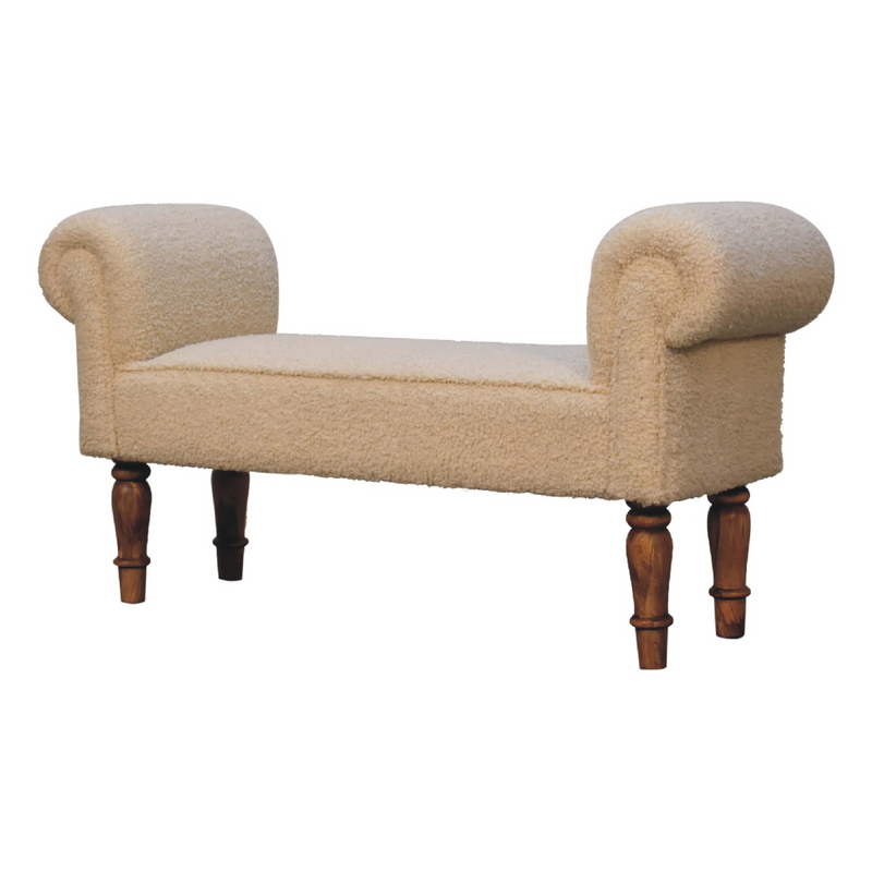 Artisan Furniture Solid Wood Boucle Cream Bench