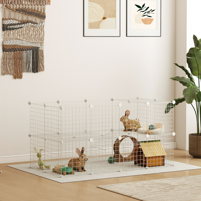 PawHut DIY Pet Playpen 36 Panel for Rabbit Chinchilla Hedgehog, White