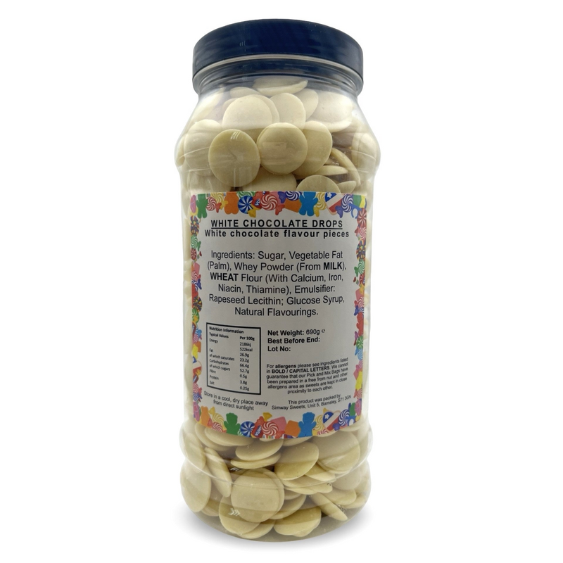 White Chocolate Buttons Drops Retro Sweets Gift Jar - 690g