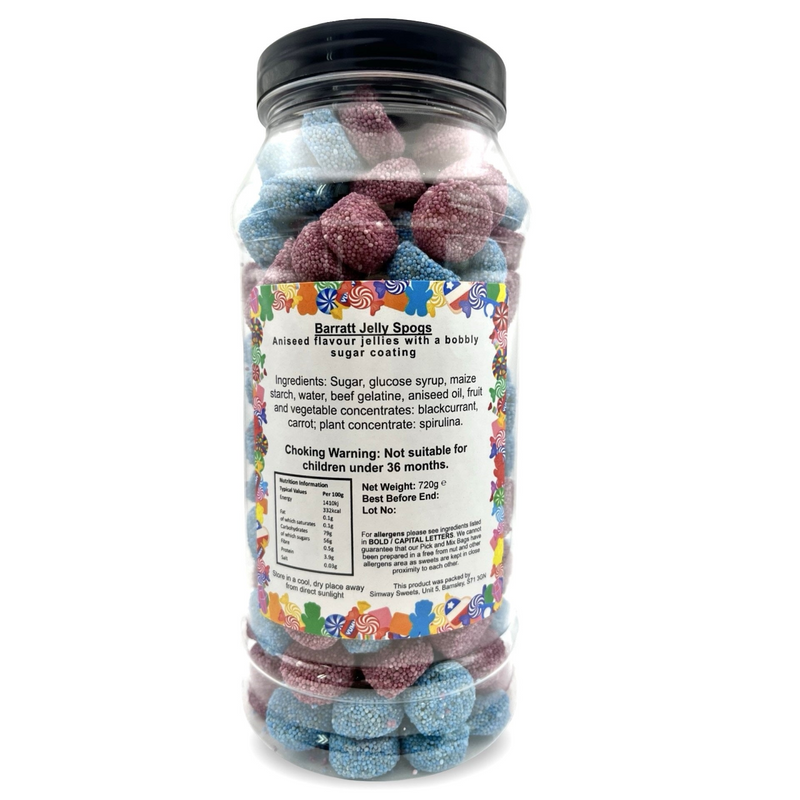Jelly Spogs Jelly Buttons Aniseed Retro Sweets Gift Jar - 720g