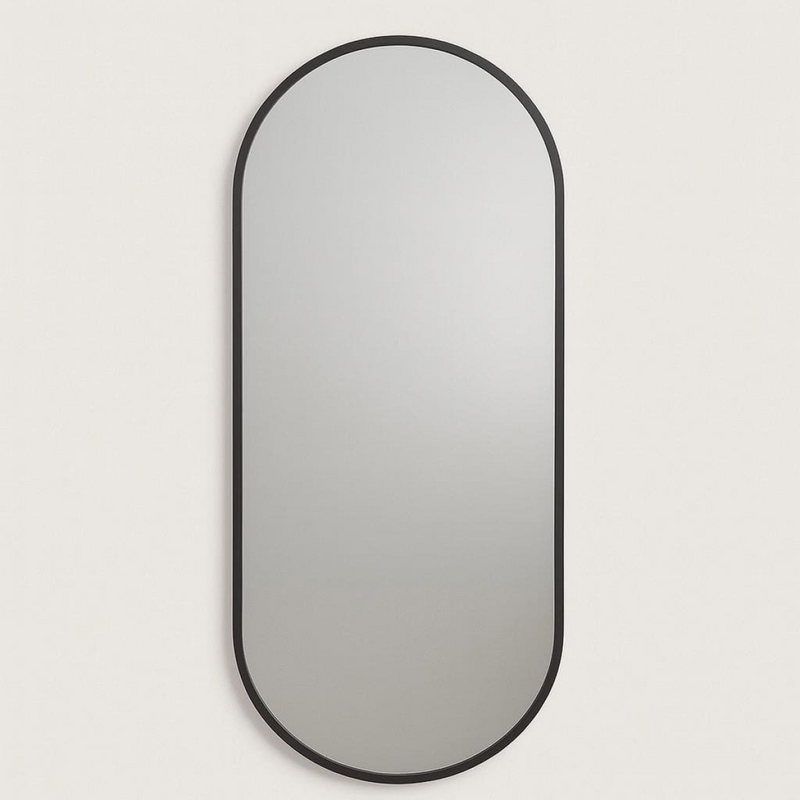 Emi - Full Length Black Metal Runway Oval Mirror - 180cm x 80cm