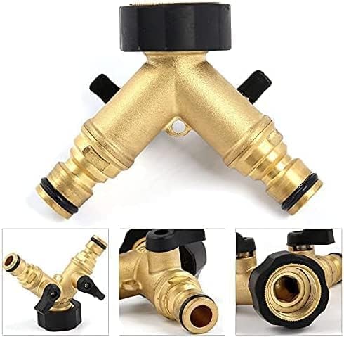 2 Way Brass Garden Hose Splitter Y Valve Connector