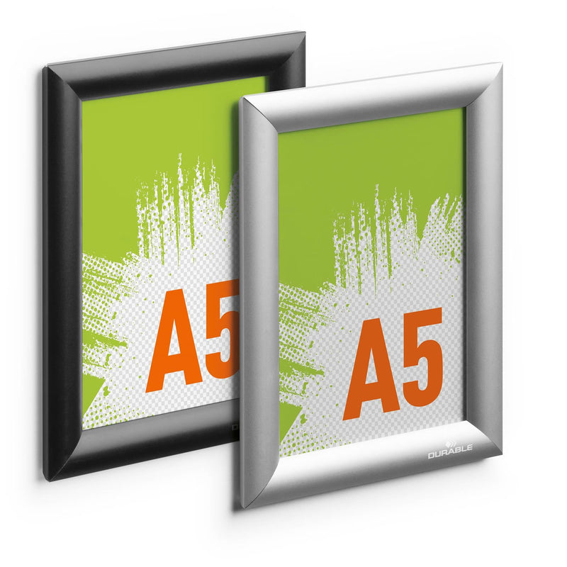 Durable Aluminium Snap Frame Retail Clip Poster Holder Notice Board | A5 Silver