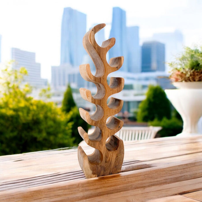11 BOTTLE HAND CARVED WINE RACK