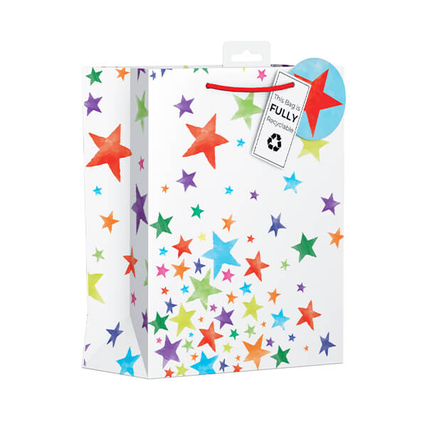 Medium Gift Bag with Bright Stars Design (W215 x H265 x D100 mm)