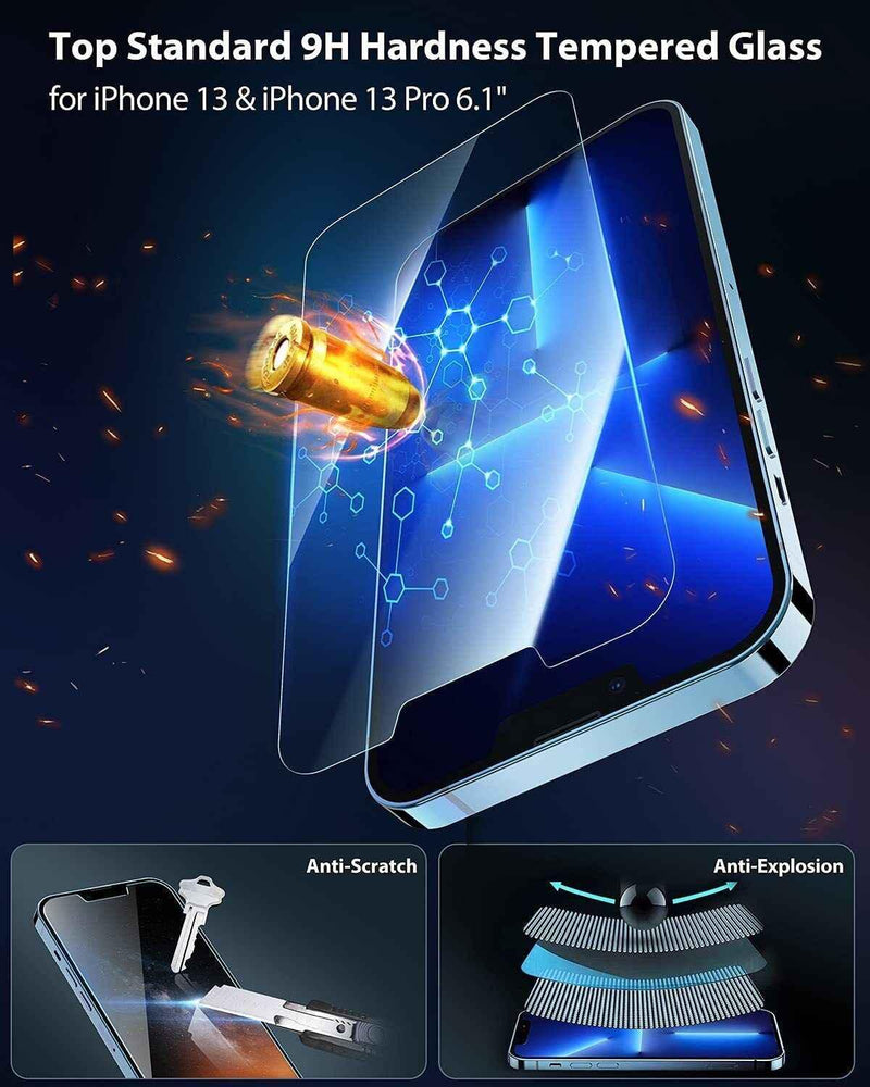 iPhone 13 / 13 Pro Tempered Glass Screen Protectors with Auto Alignment Tool