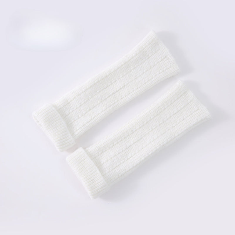 Knitted Fingerless Wool-blend Thermal Knit Gloves