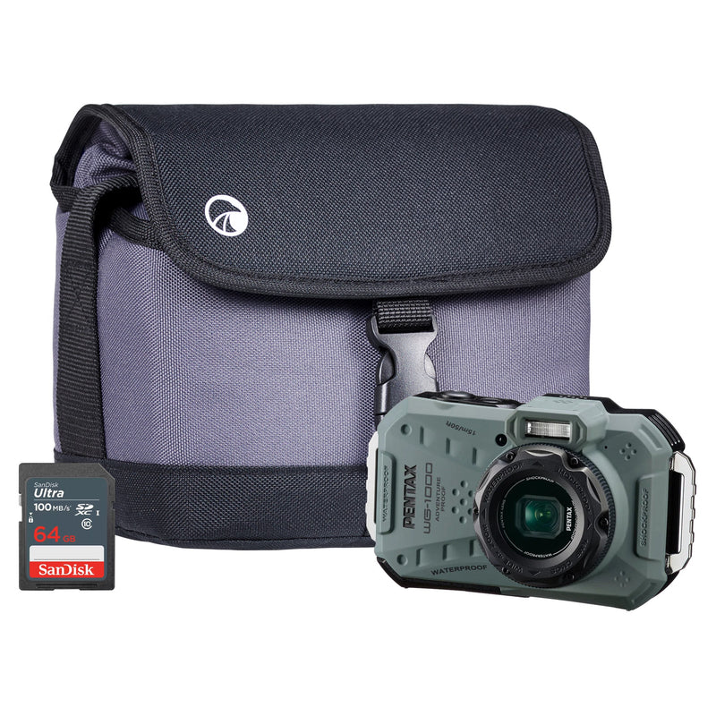 Pentax WG-1000 16MP 4x Zoom Tough Compact Camera - Olive