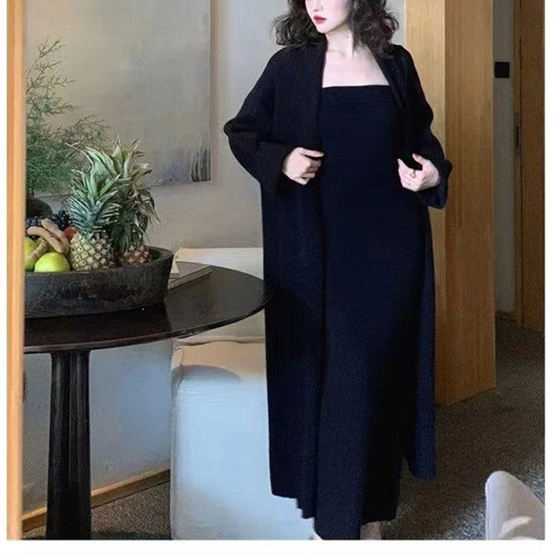 Women's Knitted Cardigan Dress Sweater Suit
