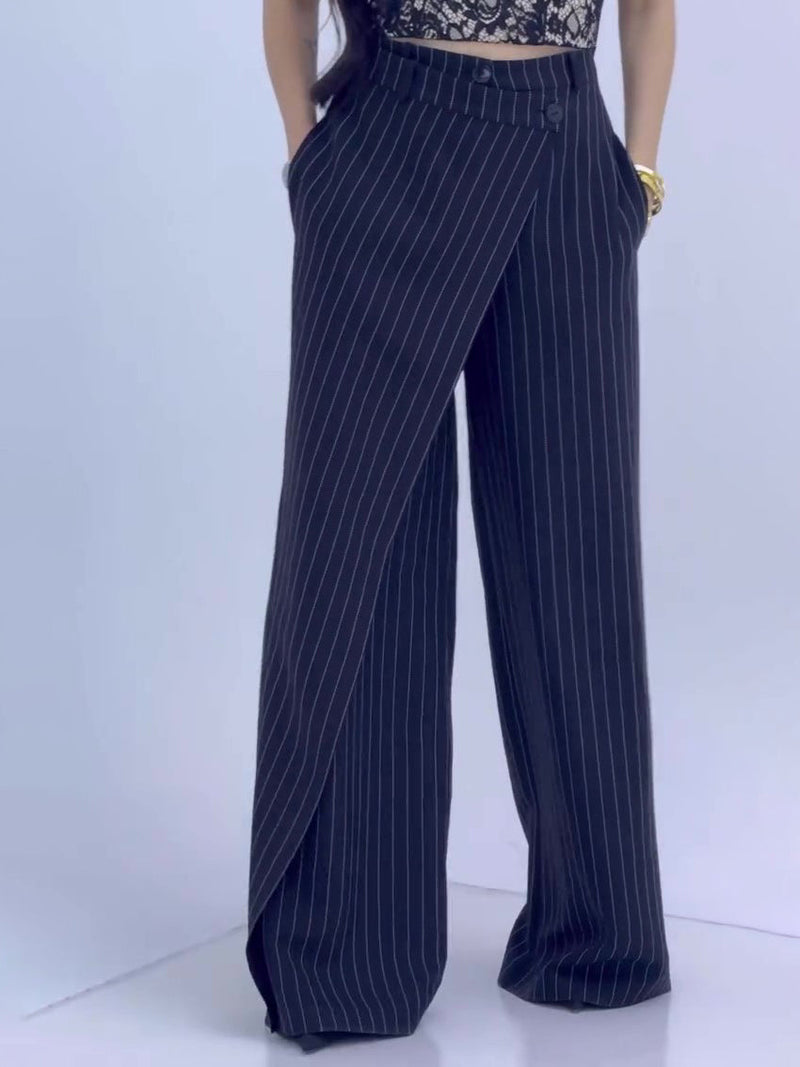 High-waisted Striped Wide-leg Pants
